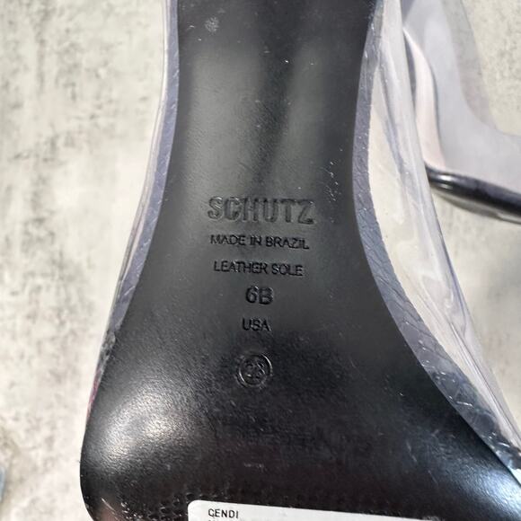 SCHUTZ Snake Print Heels WMNS US Sz 6B High Pumps Black/Transparent Pointed Toe - Picture 6 of 8